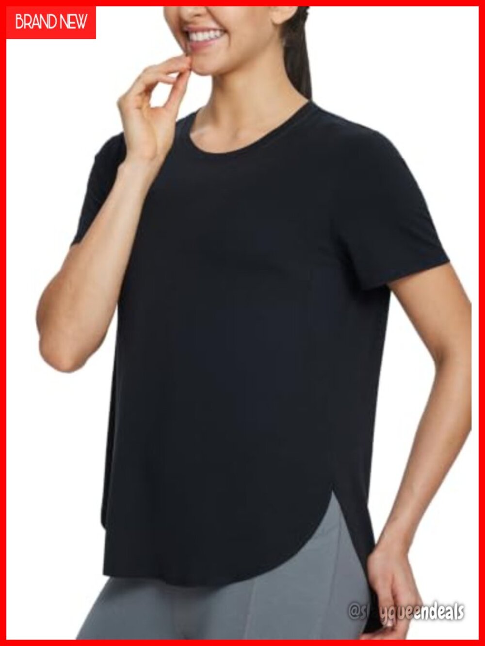 Women's Short Sleeve Loose Fit Athletic Workout T-Shirt High-Low Hem